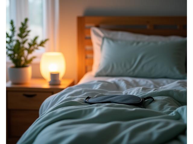 Relaxing bedroom scene with soft lighting, representing sleep optimization products.